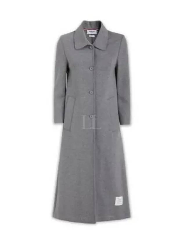 Women's Double Face Tech Round Collar Cotton Overcoat Medium Grey - THOM BROWNE - BALAAN 2