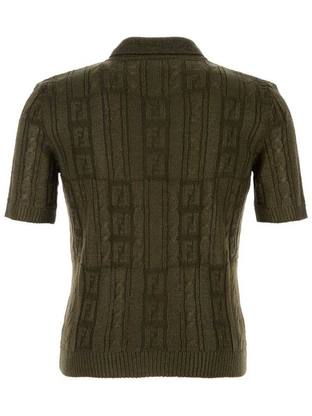 FF Motif Wool Polo Shirt Green - FENDI - BALAAN 3