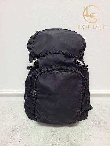 Used luxury goods Lewis It Black Tesuto nylon triangle logo backpack - PRADA - BALAAN 1