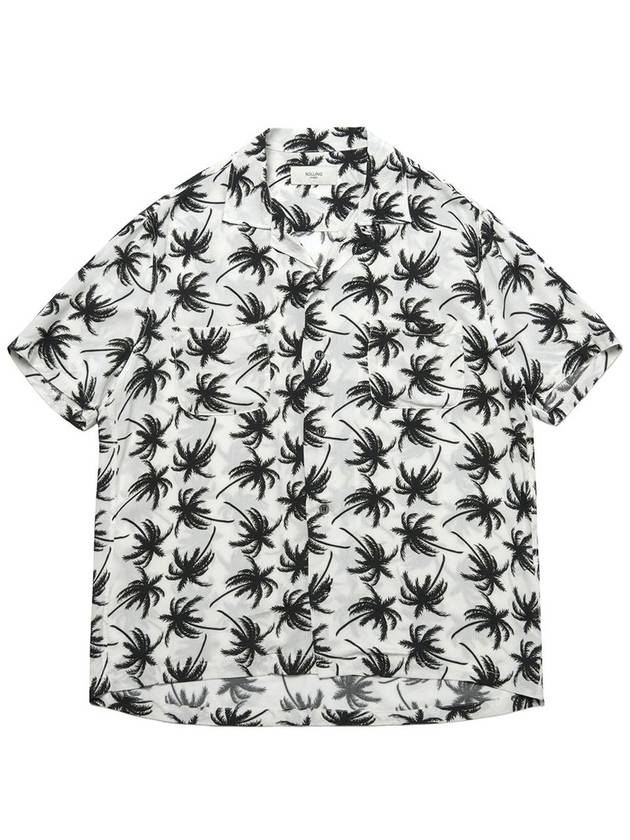 Hawaiian Palm Tree Print Short Sleeve Shirt White - ROLLING STUDIOS - BALAAN 2