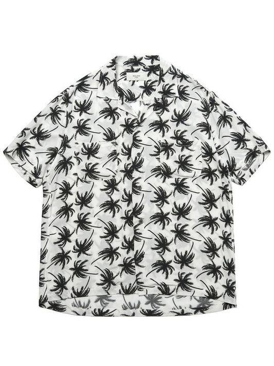 Hawaiian Palm Tree Print Short Sleeve Shirt White - ROLLING STUDIOS - BALAAN 2