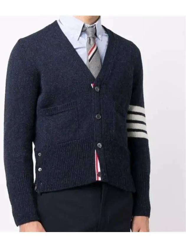 Men's Stitch Classic Shetland V-Neck Wool Cardigan Navy - THOM BROWNE - BALAAN 3