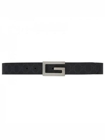 Square G Buckle Reversible Leather Belt Black - GUCCI - BALAAN 1