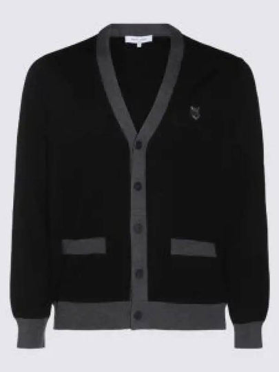 Bold Fox Head Patch Two-Tone Cardigan Black - MAISON KITSUNE - BALAAN 2