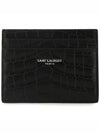 Classic Logo Crocodile Card Wallet Black - SAINT LAURENT - BALAAN 2