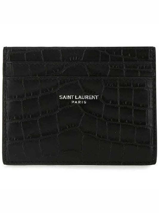 Classic Logo Crocodile Card Wallet Black - SAINT LAURENT - BALAAN 2