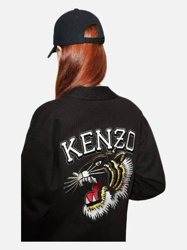 Logo Patch Varsity Jungle Tiger Embroidered Cotton Cardigan Black - KENZO - BALAAN 2