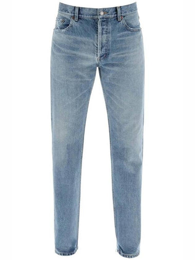 Cotton Straight Leg Jeans Blue - SAINT LAURENT - BALAAN 1