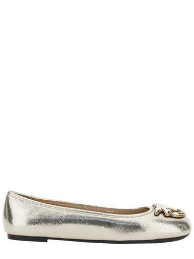 'Gioia 03' Metallic Ballet Shoes With Love Birds Diamond Cut Logo In Laminated Leather Woman - PINKO - BALAAN 1