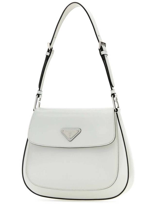 Cleo Brushed Leather Flap Shoulder Bag White - PRADA - BALAAN 3