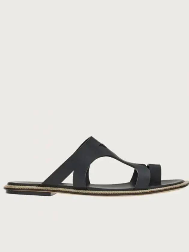 Chain Detail Strap Sandals Black - SALVATORE FERRAGAMO - BALAAN 2