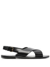 Mojave Cross Strap Sandals Black - SAINT LAURENT - BALAAN 6