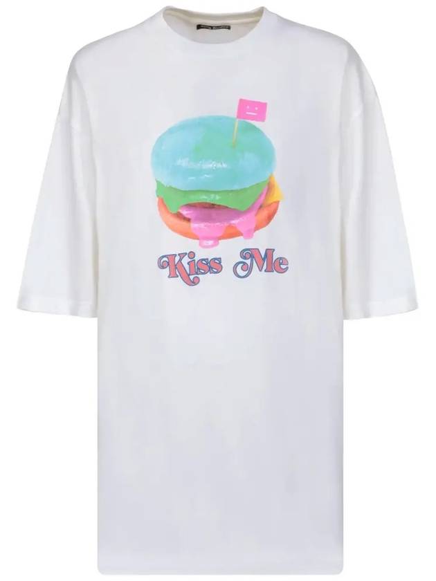 Burger Print Logo Short Sleeve T-Shirt Optic White - ACNE STUDIOS - BALAAN 3