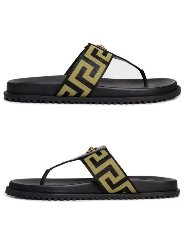 Medusa Greca Flip Flops Black - VERSACE - BALAAN.