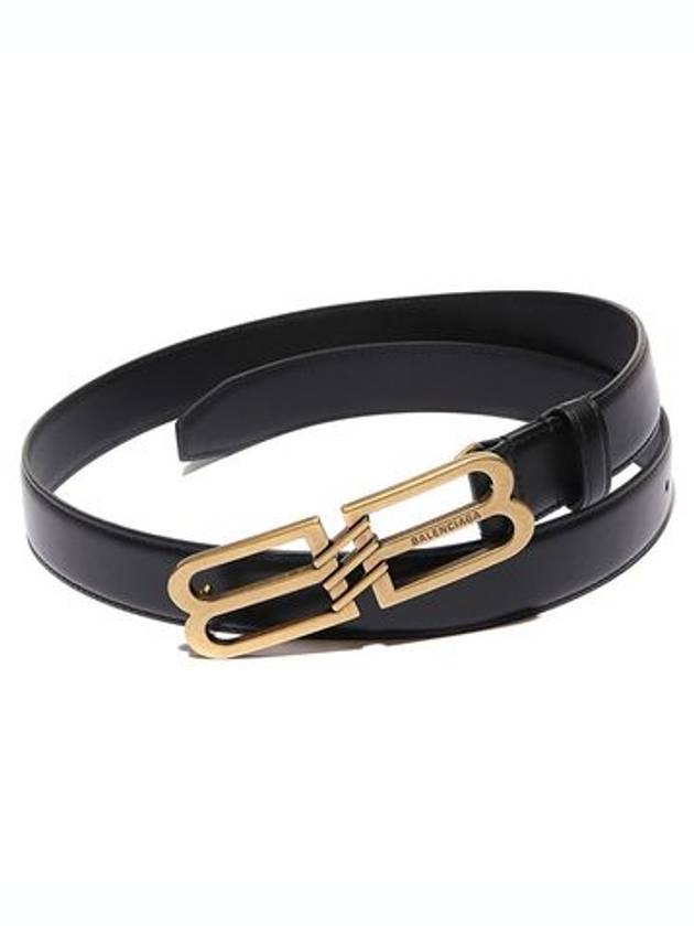 BB Signature 30 Buckle Leather Belt Black - BALENCIAGA - BALAAN 2