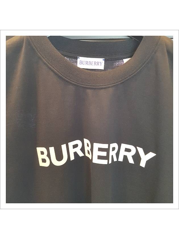 Logo Print Crew Neck Cotton Short Sleeve T-Shirt Black - BURBERRY - BALAAN 3