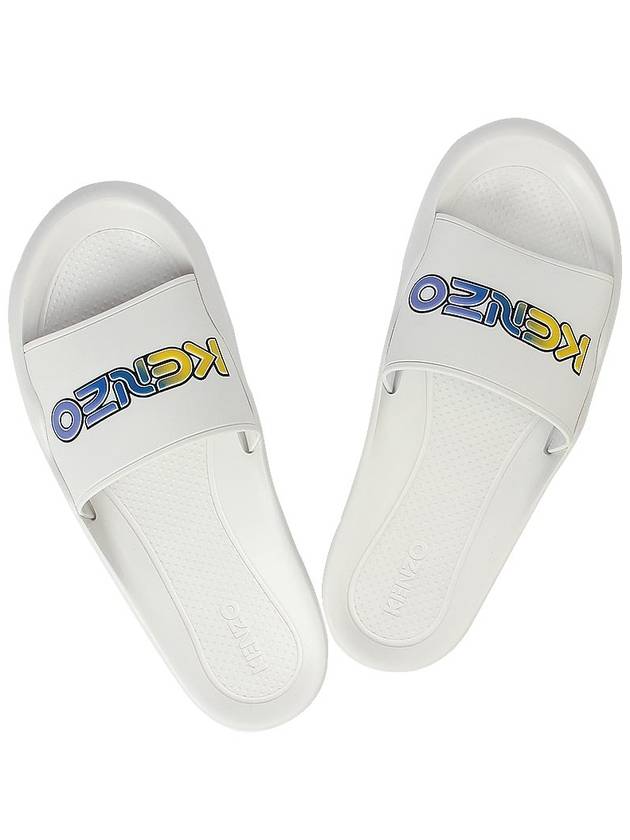 Men's Logo Rubber Slippers White - KENZO - BALAAN.