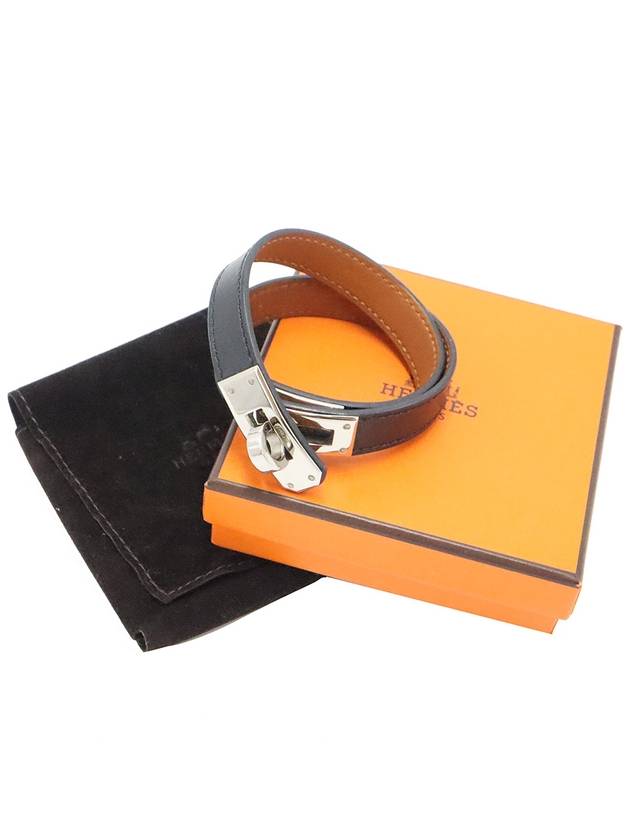 Women s Hermes Black Appong Silver Kelly Double Tour Bracelet R Engraved gt Gangbuk used luxury goods - HERMES - BALAAN 3