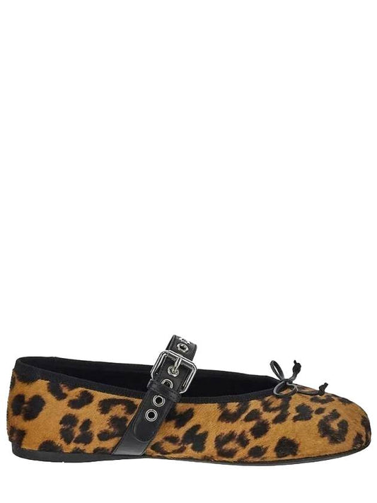 Leopard Print Calf Hair Effect Ballerina Honey - MIU MIU - BALAAN 1