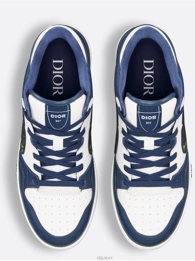 Leather Oblique Detail Low Top Sneakers White Navy - DIOR - BALAAN 4