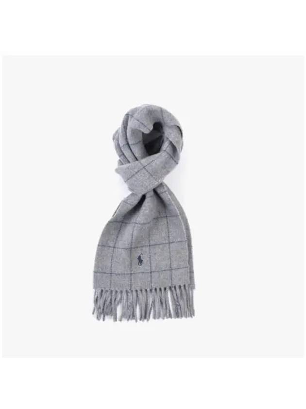 PC0743 021 Pony Windowpane Plaid Check Reversible Fringe Muffler - POLO RALPH LAUREN - BALAAN 4