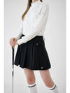 Metal logo flap pleated skirt black - GOXO - BALAAN 5