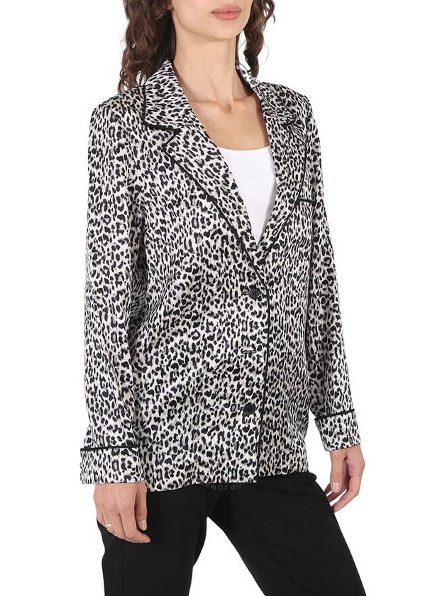 leopard pattern silk blazer jacket - SAINT LAURENT - BALAAN 3