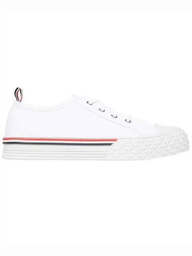 Striped Trim Lace-up Low Top Sneakers White - THOM BROWNE - BALAAN 1