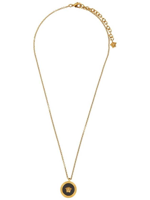 Enamel Medusa Pendant Necklace Black Gold - VERSACE - BALAAN 2