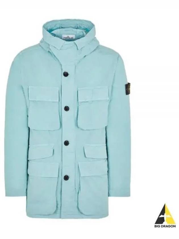 Men's Logo Patch Pocket Detail Jacket Aqua - STONE ISLAND - BALAAN 2