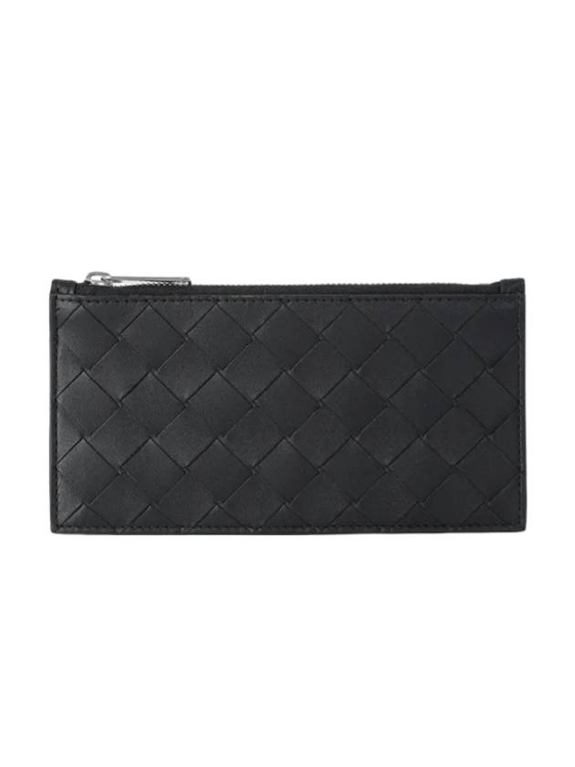 Intrecciato Zipper Card Wallet Black - BOTTEGA VENETA - BALAAN 1