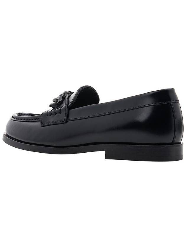 V Logo Chain Calfskin Loafers Black - VALENTINO - BALAAN 4