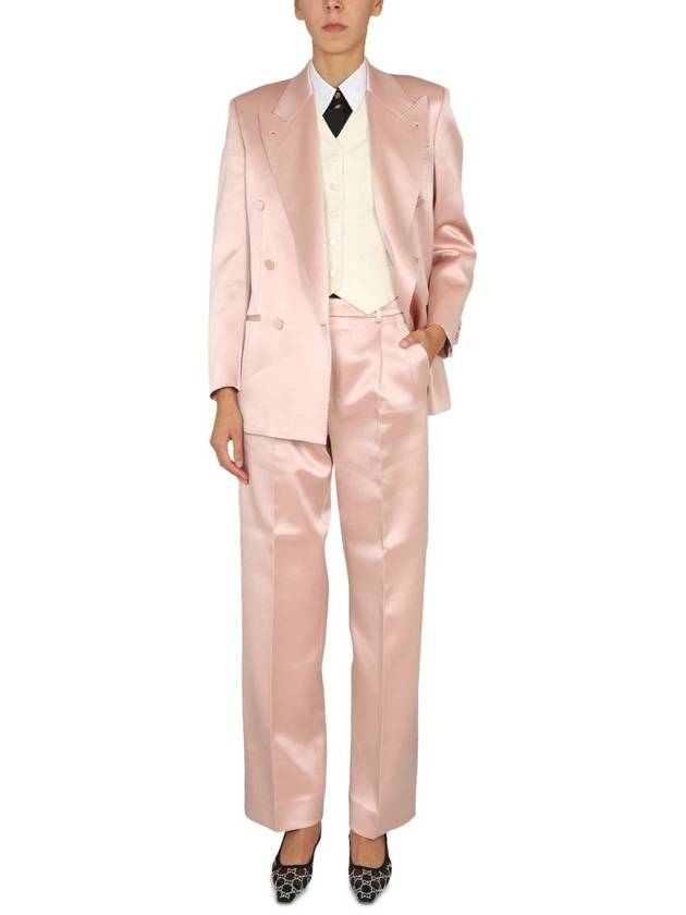 Women's Double Satin Blazer Jacket Pink - GUCCI - BALAAN 3