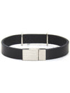 Opyum Silver Logo Leather Bracelet Black - SAINT LAURENT - BALAAN 3