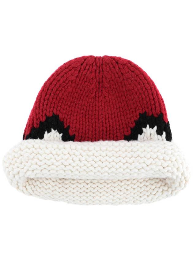 Wave Knit Wool Beanie White Red - KENZO - BALAAN 2