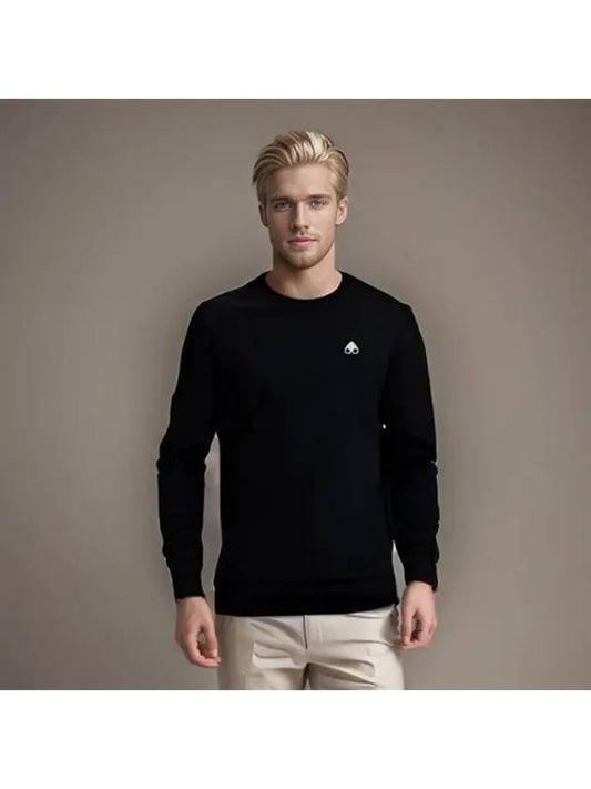 Men's Greyfield Crew Neck Cotton Sweatshirt Black - MOOSE KNUCKLES - BALAAN 2