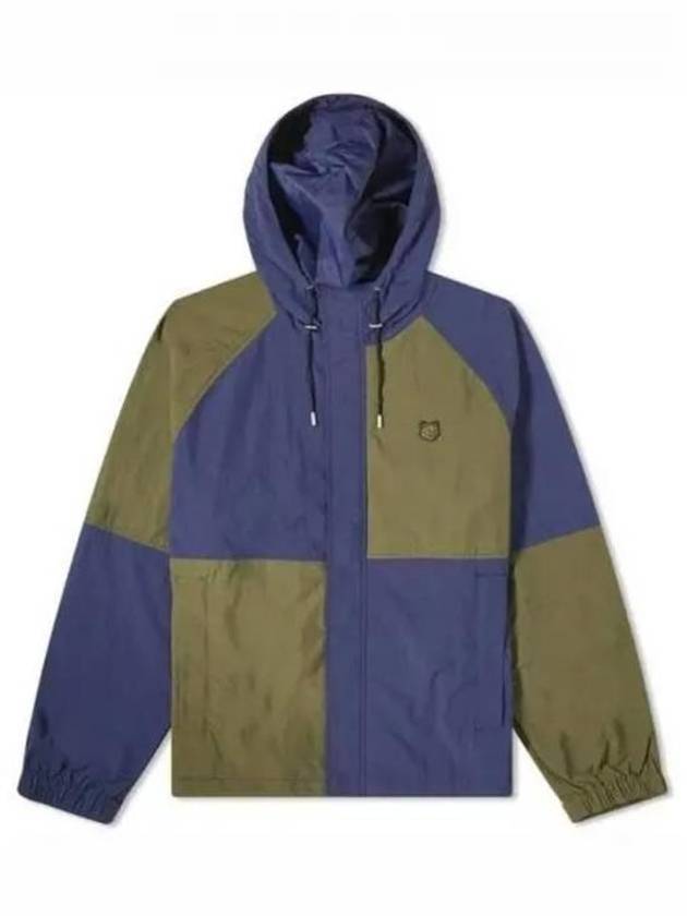 Men's Bold Fox Head Patch Color Block Nylon Windbreaker Navy Khaki - MAISON KITSUNE - BALAAN 2