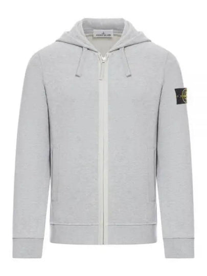 Logo Cotton Zip-Up Hoodie Dust Grey Melange - STONE ISLAND - BALAAN 2