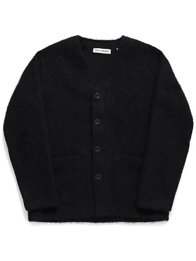 Mohair V-Neck Relaxed Fit Wool Cardigan Black - OUR LEGACY - BALAAN 5