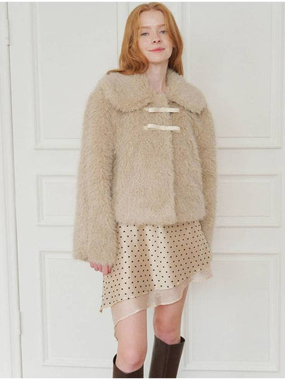 Ribbon buckle shearling fur jacket Beige - OPENING SUNSHINE - BALAAN 2