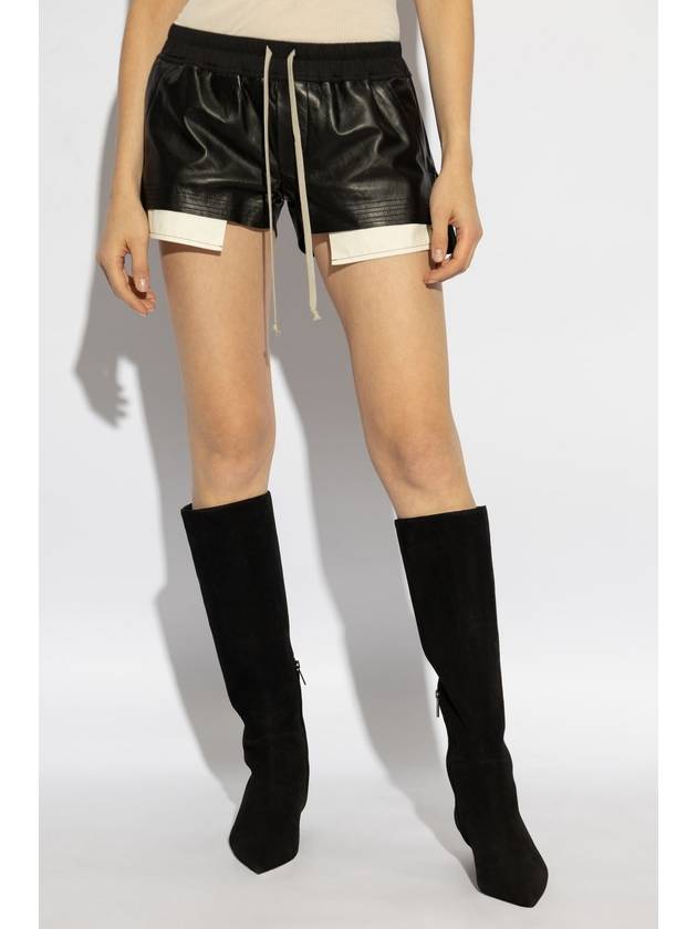 Rick Owens Leather Shorts Fog, Women's, Black - RICK OWENS - BALAAN 3