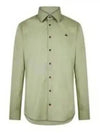 Men's Embroidered ORB Long Sleeve Shirt  Light Green - VIVIENNE WESTWOOD - BALAAN 2