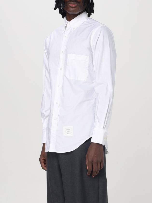 Men's Logo Patch Cotton Long Sleeve Shirt White - THOM BROWNE - BALAAN 5