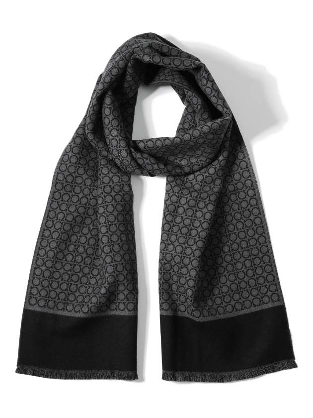 Gancini Pattern 52 7047 04 671685 Wool Muffler Scarf - SALVATORE FERRAGAMO - BALAAN 2