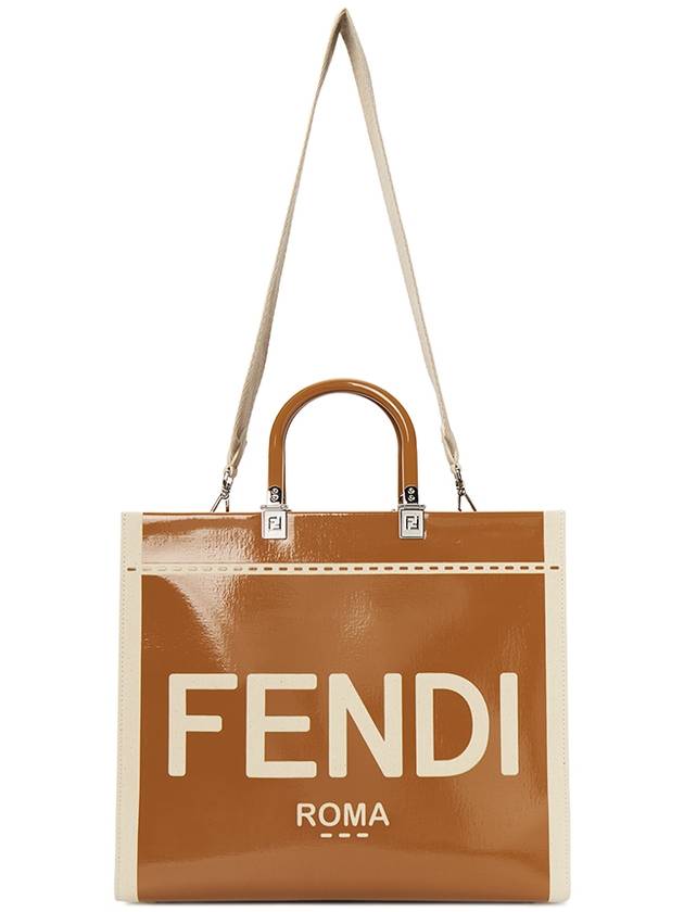 Sunshine Patent Leather Medium Tote Bag Brown - FENDI - BALAAN 8