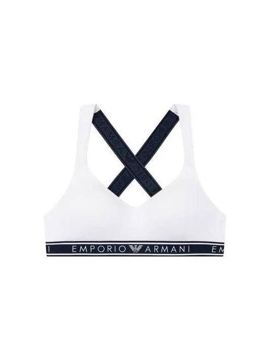 UNDERWEAR Women's Logo Banding Cross Strap Bra White 271825 - EMPORIO ARMANI - BALAAN 1