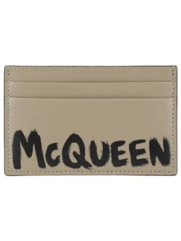 Graffiti Card Holder Beige Wallet - ALEXANDER MCQUEEN - BALAAN 1