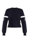 Logo Wool Long Sleeve T-Shirt Navy - GUCCI - BALAAN 2