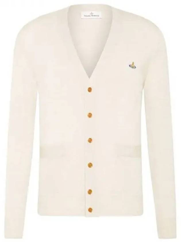 Men's Embroidered Logo Wool Cardigan White - VIVIENNE WESTWOOD - BALAAN 2