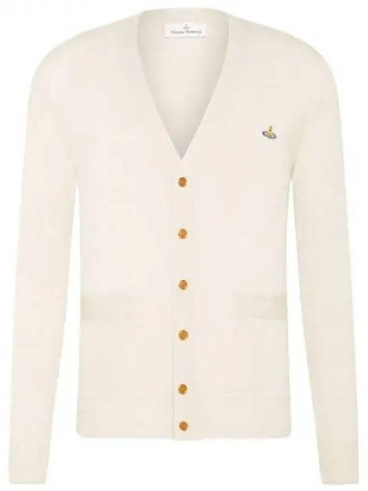 Men's Embroidered Logo Wool Cardigan White - VIVIENNE WESTWOOD - BALAAN 2